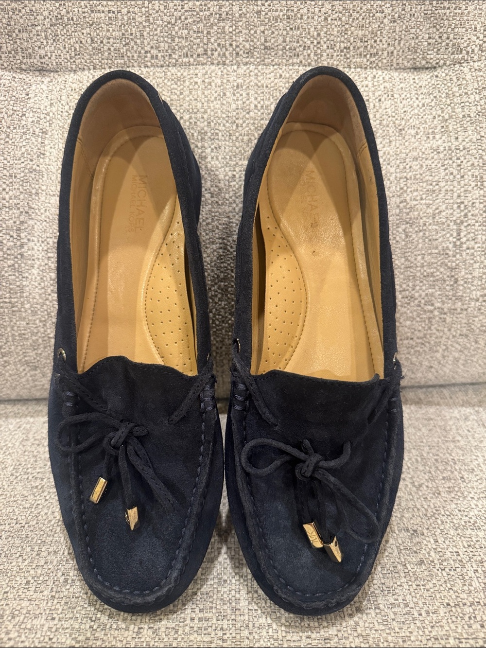 Michael Kors Suede Tassel Moccasin Loafers in Navy Blue